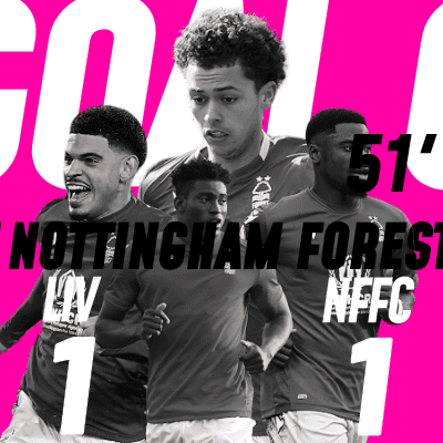 A Poster For Nottingham Forest Soccer Team With A Pink Background GIF