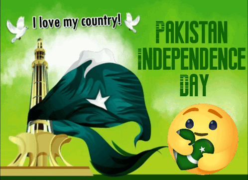 A Poster For Pakistan Independence Day Shows A Flag And A Statue GIF