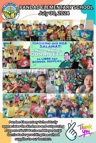 A Poster For Pandac Elementary School Shows A Collage Of Photos GIF