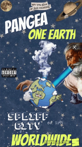 A Poster For Pangea One Earth By Splif City Worldwide GIF