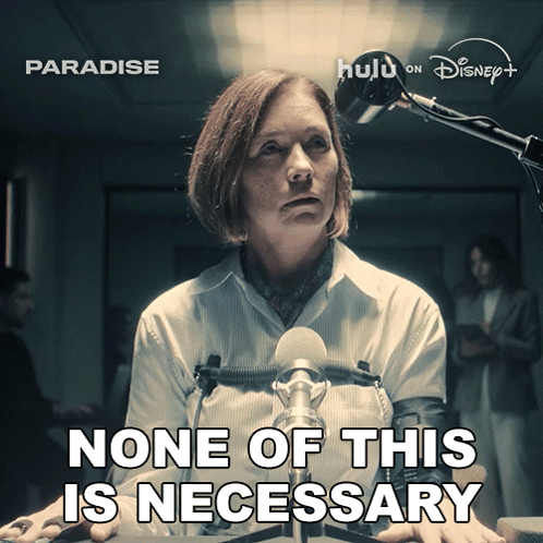 A Poster For Paradise Shows A Woman Speaking Into A Microphone GIF