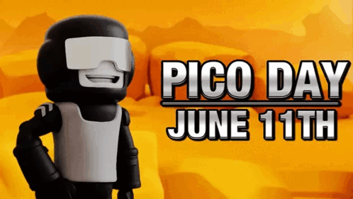 a poster for pico day june 11th with a robot on it