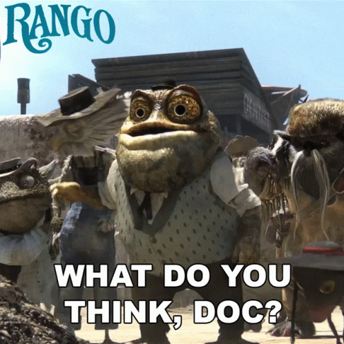 A Poster For Rango Shows A Group Of Monsters Standing In Front Of A Building GIF