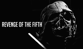 A Poster For Revenge Of The Fifth Shows A Skull And Lightsaber GIF