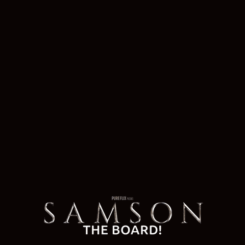 a poster for samson the board shows a man fighting another man
