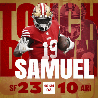 A Poster For Samuel Sf 23 10 Ari With A Football Player On It GIF
