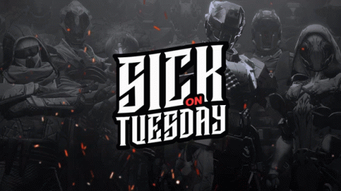 A Poster For Sick On Tuesday With A Group Of Soldiers In The Background GIF