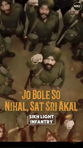 a poster for sikh light infantry showing soldiers