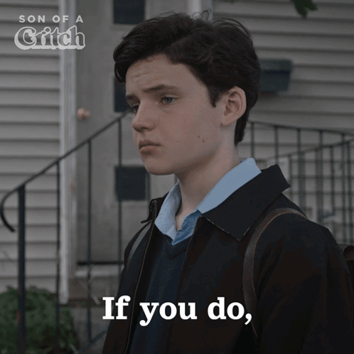 A Poster For Son Of A Critch Shows A Young Man With A Backpack GIF