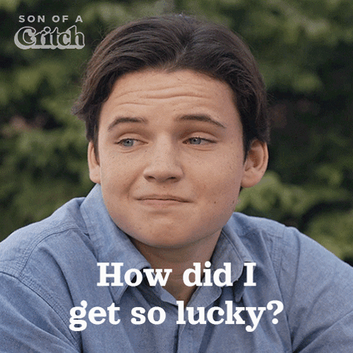 A Poster For Son Of A Grifch Shows A Man Asking How Did I Get So Lucky GIF