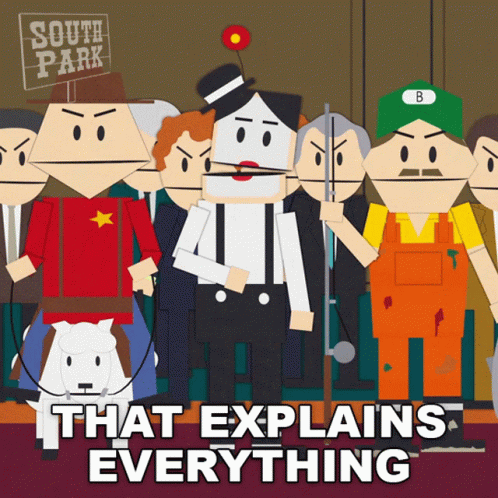 A Poster For South Park Shows A Group Of People And Says That Explains Everything GIF
