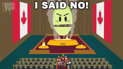A Poster For South Park Shows A Group Of People In Front Of A Glowing Face That Says I Said No GIF