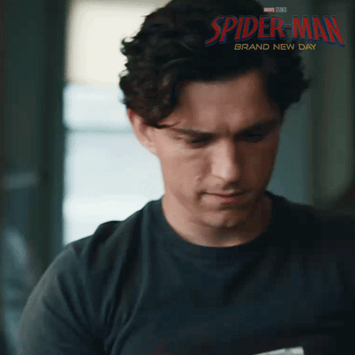 a poster for spider-man brand new day shows a man looking down