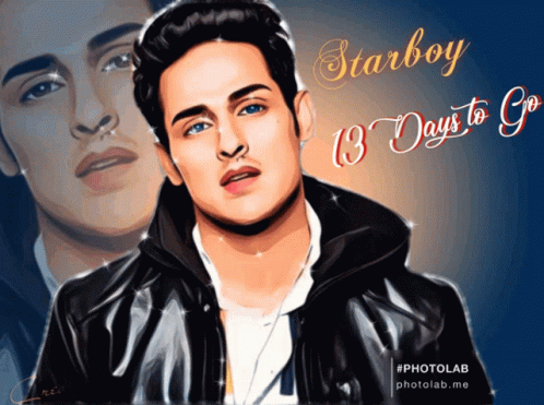 A Poster For Starboy 13 Days To Go Shows A Man With Blue Eyes GIF