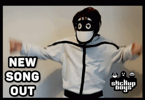 A Poster For Stickup Boys Shows A Person In A Mask And Says New Song Out GIF