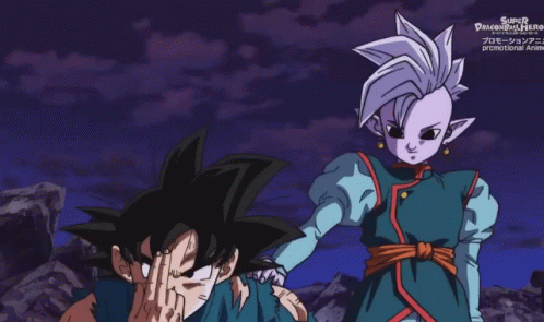 A Poster For Super Dragonball Hero Shows Goku And Trunks GIF
