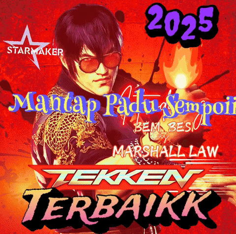 A Poster For Tekken Terbaruk Shows A Man Holding A Fireball GIF
