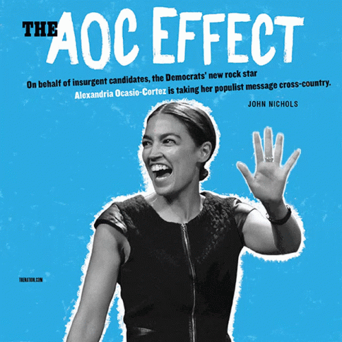 A Poster For The Aoc Effect Shows Alexandria Ocasio-Cortez GIF