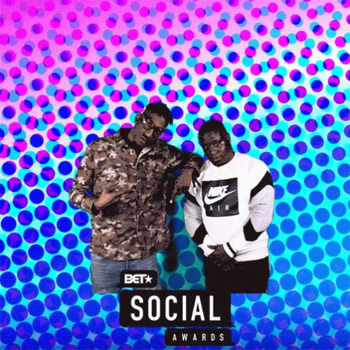 A Poster For The Bet Social Awards With Two Men GIF