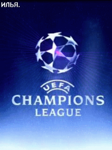 A Poster For The Champions League With A Soccer Ball In The Center GIF