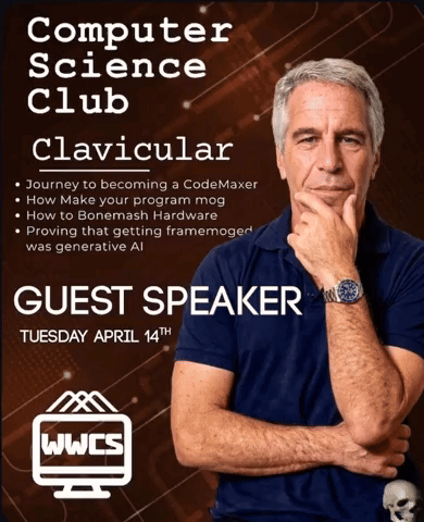 a poster for the computer science club shows a man