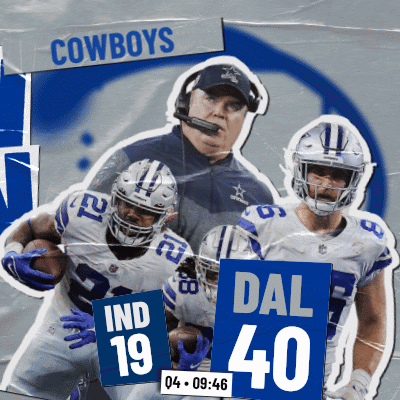 A Poster For The Cowboys Shows A Coach And Players GIF