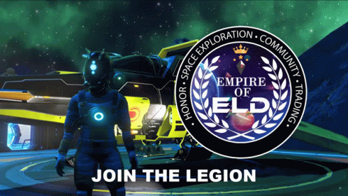 A Poster For The Empire Of Eld Shows A Man In A Space Suit GIF
