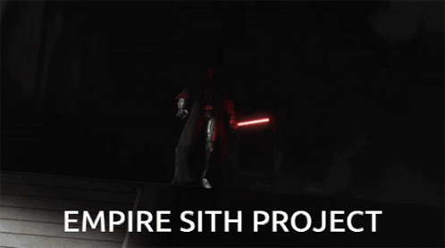 A Poster For The Empire Sith Project Shows A Group Of People Holding Red Lightsabers GIF