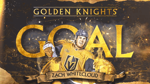 A Poster For The Golden Knights Shows A Hockey Player GIF