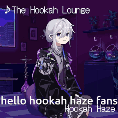 A Poster For The Hookah Lounge Shows A Girl Sitting In A Chair Smoking A Hookah GIF