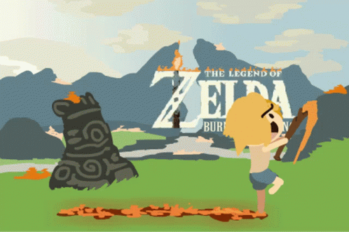 A Poster For The Legend Of Zelda Shows A Man Holding A Torch GIF