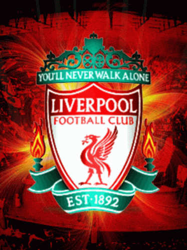 a poster for the liverpool football club shows a shield with a bird on it