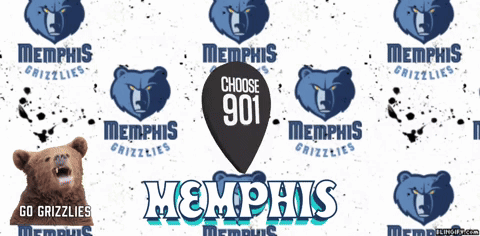 A Poster For The Memphis Grizzlies Shows A Bear And Says Go Grizzlies GIF