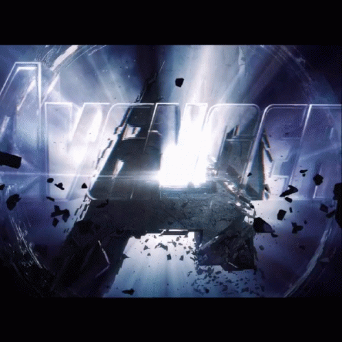 A Poster For The Movie Avengers With A Light Shining Through GIF