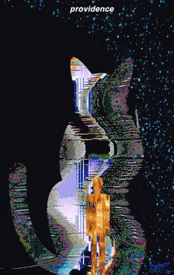 A Poster For The Movie Providence With A Silhouette Of A Woman GIF