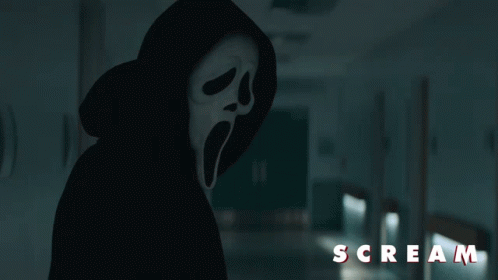 A Poster For The Movie Scream With A Ghost Face GIF