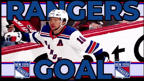 A Poster For The New York Rangers Shows A Hockey Player GIF