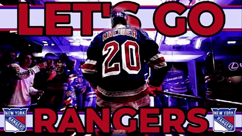 A Poster For The New York Rangers With A Hockey Player GIF