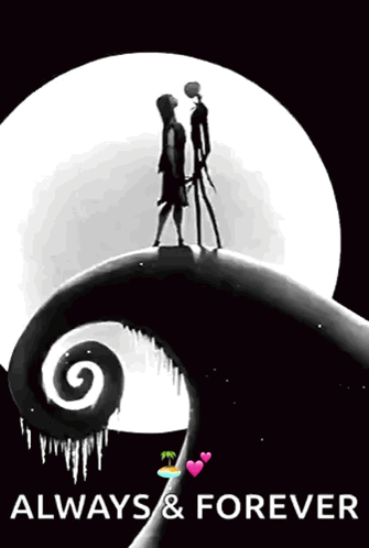 A Poster For The Nightmare Before Christmas With Jack And Sally GIF