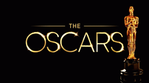 A Poster For The Oscars With A Gold Statue GIF