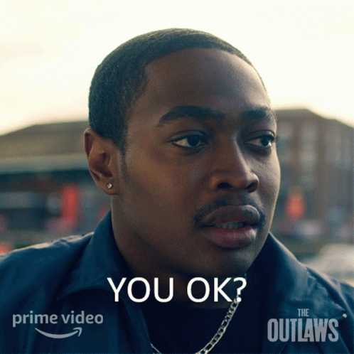 A Poster For The Outlaws Shows A Man Asking " You Ok " GIF