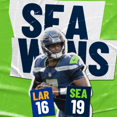 A Poster For The Seahawks With Lar 16 And 19 Written On It GIF