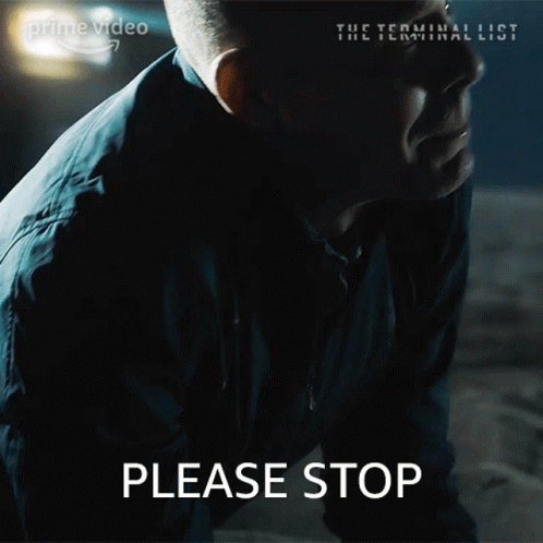 a poster for the terminal list shows a man asking to stop
