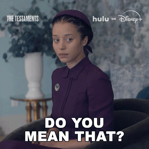 A Poster For The Testaments Shows A Woman In A Purple Dress GIF