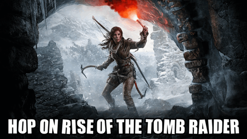 A Poster For The Tomb Raider Shows A Woman Holding A Torch GIF