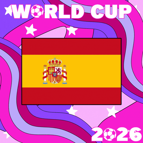 A Poster For The World Cup 2026 Shows A Spanish Flag GIF