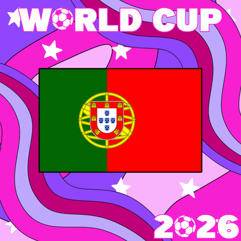 A Poster For The World Cup 2026 With A Flag In The Center GIF