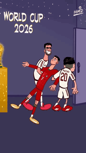 A Poster For The World Cup 2026 With Soccer Players GIF