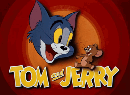 A Poster For Tom And Jerry With A Cat And Mouse GIF