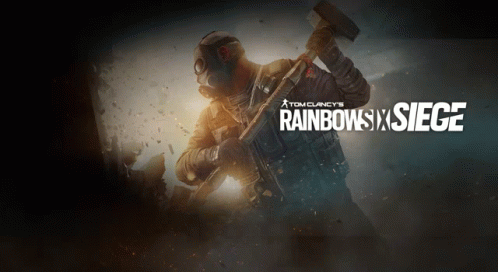 A Poster For Tom Clancy 'S Rainbow Six Siege Shows A Soldier Holding A Hammer GIF